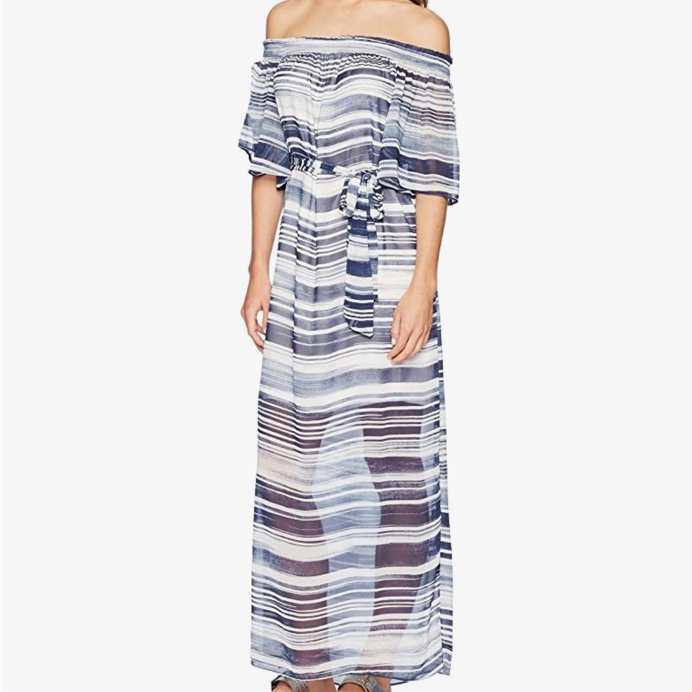 NWT Trina Turk “San Onofre” Indigo Off-The-Shoulder Maxi Dress - Picture 2 of 14
